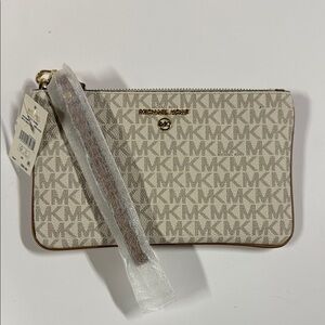 Michael Kors Cream Monogram Wristlet